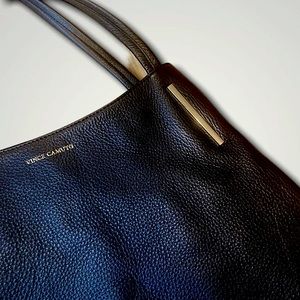 Vince Camuto large Genuine Black Pebbled leather shoulder bag purse